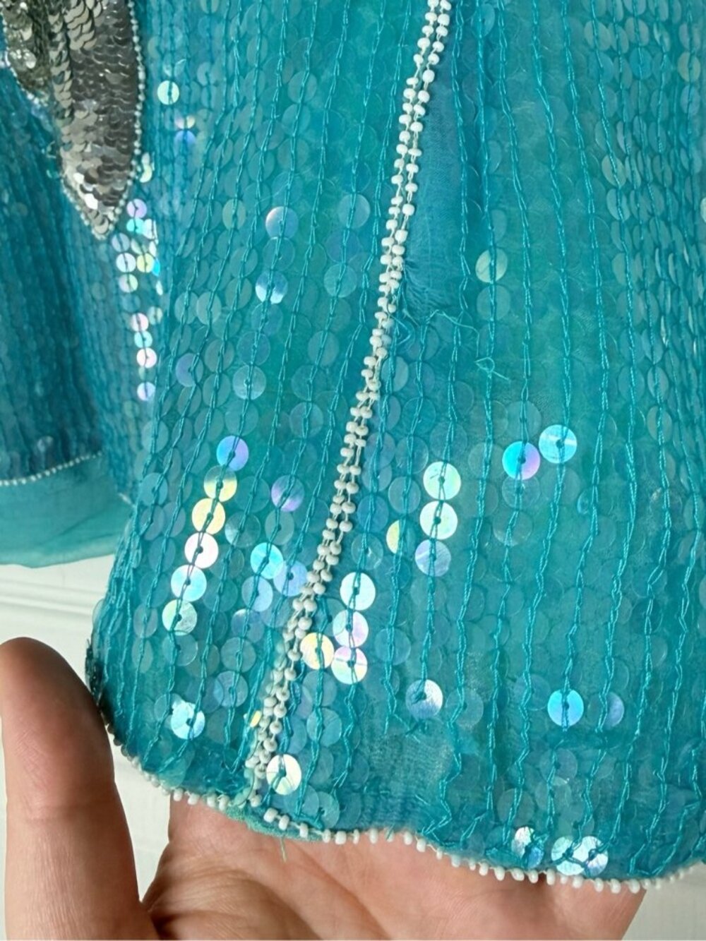 Vintage Sequin Butterfly Skirt Size Large Blue Silver - Picture 8 of 9